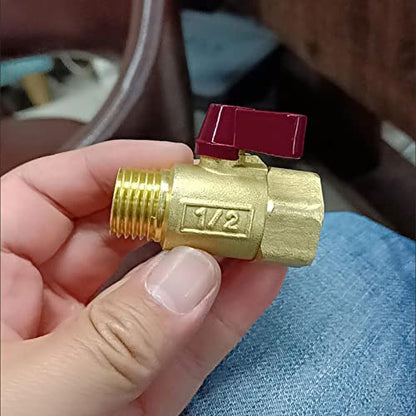 1/2" NPT Brass Ball Valve, DN15 Full Port, 1/2" NPT Male x Female, Forged Brass Body, 2-Way, 1600kPa Max Pressure, Hot & Cold Water, Oil, Gas Shut Off Switch - color: DN15