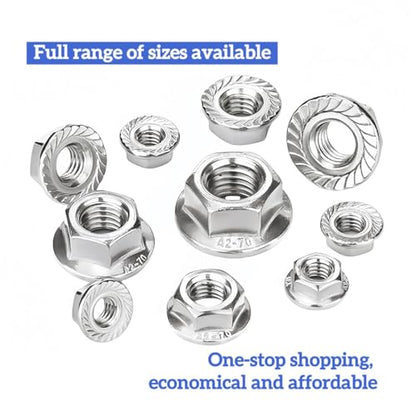 33pcs M10*1.5 Serrated Flange Nuts, 18-8(304) Stainless Steel DIN6923 Compliant, Hex Serrated Flange Lock Nuts Anti-Slip for US Industrial Automotive Construction Mechanical - size: M10 33pcs, style: Metric