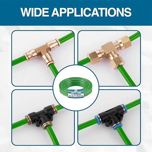 Utah Pneumatic 1/4" DOT Air Line SAE J844 PA12 Nylon Tubing, 32.8ft (Green) - color: Green, size: 1/4" x 32.8 Feet