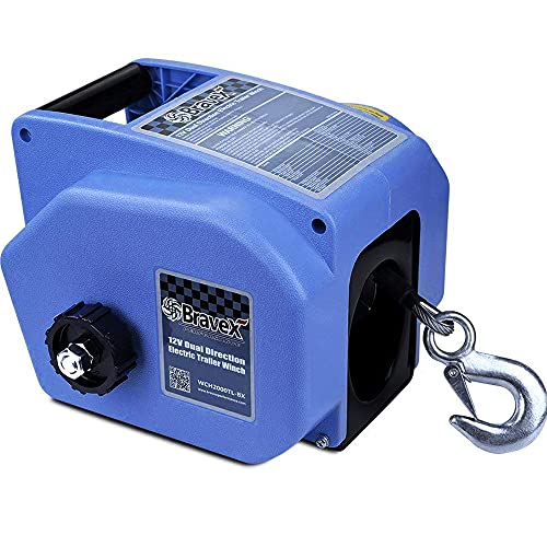 Bravex Trailer Winch 6000LBS, Reversible Portable 12-Volt DC Electric