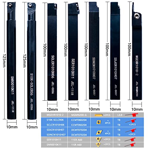 UpJiaFlarish Carbide Lathe Tools Set - 3/8 Turning Holder & Carbide Inserts