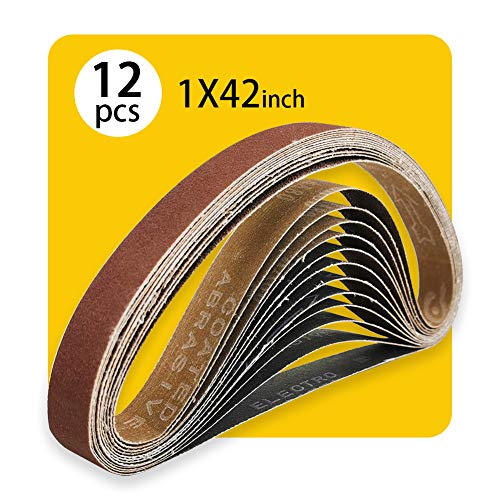 1 x 42 Inch 400 Grit Sanding Belt | Premium Aluminum Oxide Sanding Belt | Premium Sander Sandpaper – 12 Pack - size: 400 Grit