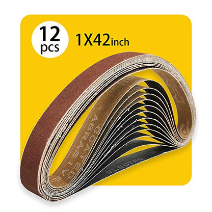 1 x 42 Inch 150 Grit Sanding Belt | Premium Aluminum Oxide Sanding Belt | Premium Sander Sandpaper – 12 Pack - size: 150 Grit