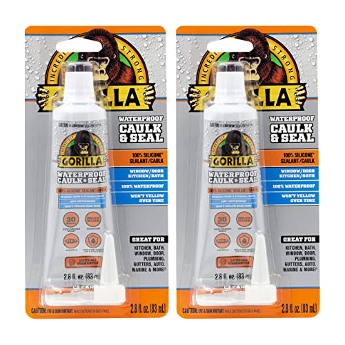 Gorilla 100% Silicone Caulk, 2.8 oz, 10 Year Mold Resistant, Clear, 2-Pack - color: Clear, size: 2 - Pack