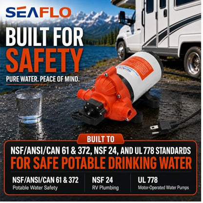 SEAFLO 33 Series 110V/115V AC Fresh Water Pump, 3.3 GPM 45 PSI Self-Priming Pressure Pump with Smart Pressure Switch, Automatic Demand Pump for RV, Caravan Marine Boat Industrial Use, 4-Year Warranty - style: 3.3 GPM | 115V