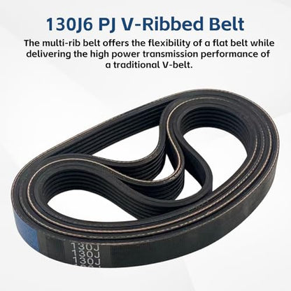 4 Pack 130J6 PJ V-Ribbed Belt, 6 Ribs, 13" EPDM Poly V Belt - color: BLACK