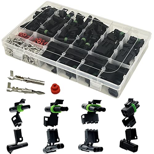 18-14 AWG 1/2/3/4 Pin Connector Weather Pack Connectors Kit (26 Set) - size: 1-4pin/26kit/18-14AWG