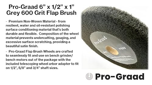 Flap Brush Finishing Wheel 6" x 1/2", Gray P600 Grit, 1 Pack - style: 6" x 1/2" x 1" Grey