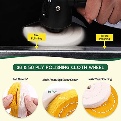 Keadic 8Pcs 4inch Buffing Polishing Wheel Kit Includes Polishing Bars, Buffer Wheels for Polishing and 1/2" Arbor Hole, Polishing Pad Buffing Wheel Kit, Buffer Polisher for Bench Grinder - size: 4'' Buffering wheel Kit