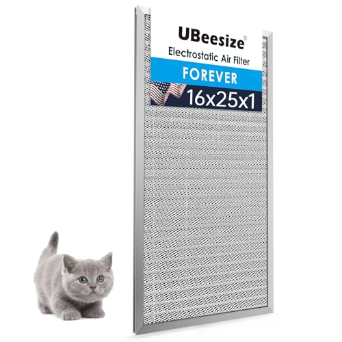 UBeesize 16x25x1 Reusable Electrostatic Air Filter HVAC AC Furnace Filter,MERV 8,Washable, Lasts a Lifetime,Permanent Air Filter,Breathe Fresher,Home And Office(Actual Size:15.5x24.65x0.82 Inch) - size: 25" x 16" x 1"