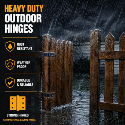 Fence Hinges for Outdoor Wood Gates Heavy Duty,270°Solid Folding Butt Hinges, Rust-Resistant (3 Pack) - size: Hinges Heavy Duty 3Pcs