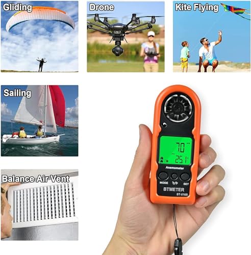BTMETER Mini Anemometer Digital Air Flow Meter & Infrared Thermometer (-58℉-1292℉)(Not for Human Temp)