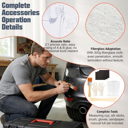 Fiberglass Repair Kit, Anti Sagging Formula, No Drip Run During Curing - color: B
