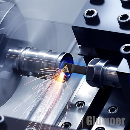 Indexable Lathe Turning Tool 3/8" 10mm Shank 21PCS Kit for Turning - color: 7pcs 3/8" Shank +14pcs Inserts