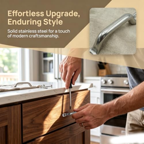 Stainless Steel Door Pull Handles with Screws for Closet Doors and Drawers,2 Pack