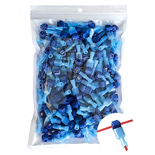 Vrupin 280 PCS T Tap Wire Connectors- Blue 18-14AWG Waterproof Wire Tap Connectors, T Taps for Wiring Automotive, Self Stripping Quick Disconnected T Splice Wire Connectors Terminals Kit - color: Blue280