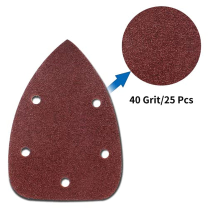 Mouse Detail Sander Sandpaper, 40 Grit, 140mm, 25 Pcs - size: 40 Grit - 25 Pcs