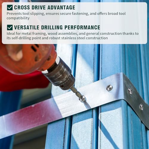 #6 x 5/8" Pan Head Self Drilling Screws, Phillips Drive, 410 Stainless Steel Sheet Metal Screws,Self Tapping, Dovetail, Pack of 100 - size: #6 x 5/8"