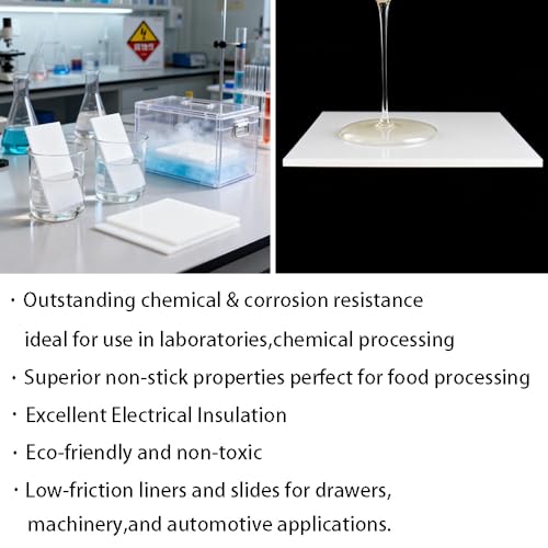 Size 12" X 12"-PTFE Plastic Sheet,2mm Thick White PTFE Virgin Sheet, - size: 12"x12"x2mm, style: 1 PCS