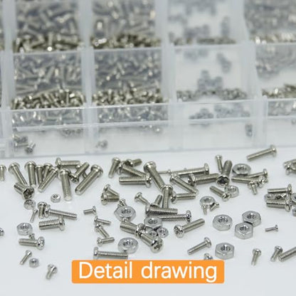 1110Pcs Metric Micro Screws & Nuts Kit, M1 M1.2 M1.4 M1.6 M2 M2.5 - size: M1/1.2/1.4/1.6/2/2.5-1110Pcs