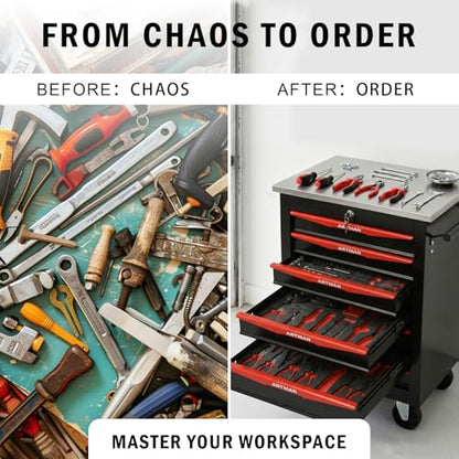 Rolling Tool Chest,Stainless Steel Worktop,Black,7‑Drawer - color: Black, size: 7-Drawers