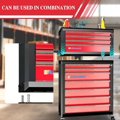 LARBANKE 4-Drawer Tool Chest with Lock,Portable Tool Box with Handle - color: Red, size: 4 drawer tool chest