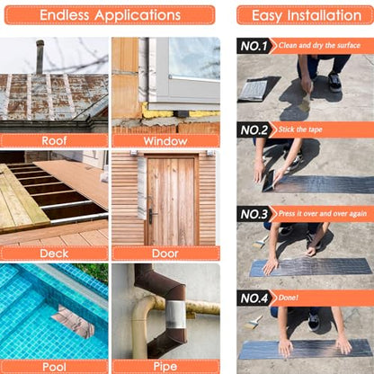 BXI Flashing Roll Tape Membrane, 6 inches X 32 Feet Thick Waterproof Patch Seal Tape, Self-Adhesive SBS Modified Rubberized Asphalt, Deck Seam Joist Leak Sealant for Roof Window Gutter Repair Outdoor - size: 6'' X 32'