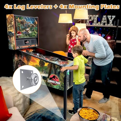 BigHead Heavy Duty 2" Leg Levelers Set with Square Mounting Plates Compatible with Arcade Cabinets & Pinball Machines (Bally, Williams, Stern) Game Leg Leveler Rounded Swivel Floor Protectors(4PCS)