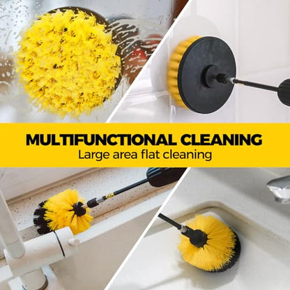 Holikme 8Pc Drill Brush Set - Scrub Brushes with Extension for Home Clean - color: Black