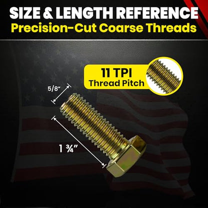 Chenango Supply 5/8-11 x 1-3/4" Grade 8 Hex Head Cap Screws - size: 5/8-11 x 1-3/4" Hex Bolt