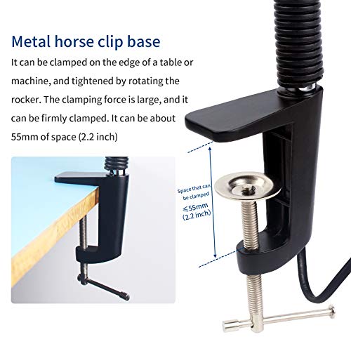 Led C Clamp Work Light IP65 Water Proof Flexible Gooseneck lamp 900 Lumens 120 Volt for Machine Lathe Milling Drill Press Industrial Lighting - size: Install with C-Clamp