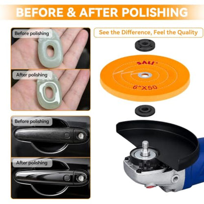 SALI 4 Pack Polishing Wheel for Bench Grinder Buffing Wheel 6 Inch 2 Yellow Cotton 1 White Cotton 1 White Cotton (50 Ply) for Buffer Polisher Pad 1/2'' Arbor Hole - style: Multi