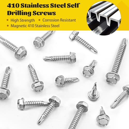 460Pcs #8#10 Hex Washer Head Self Tapping Sheet Metal Screws Kit - size: 460pcs #8#10 Silver