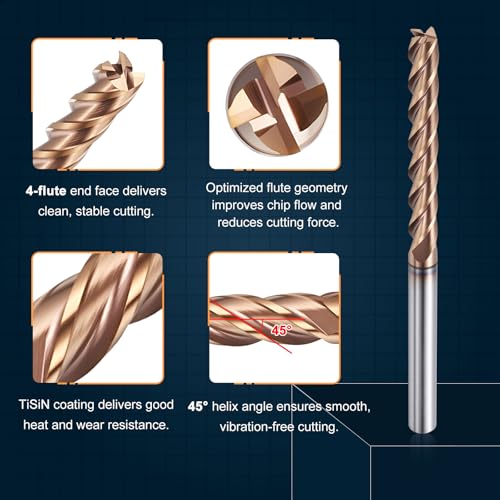 Carbide End Mill 1/4" Dia 2" CL 4" L 1/4" Shank 4 Flute - size: 1/4" Dia - 2" CL - 4" L - 1/4" Shank