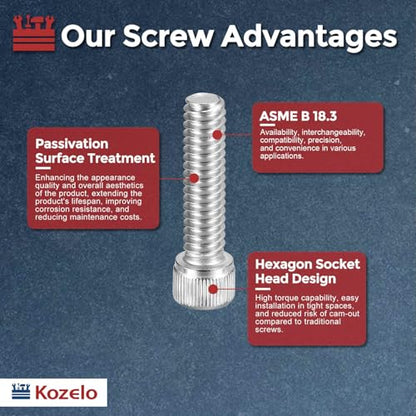 50pcs Socket Head Cap Screws 1/4"-28x1 304 Stainless Steel Silver - color: Silver, size: 1/4"-28x1"