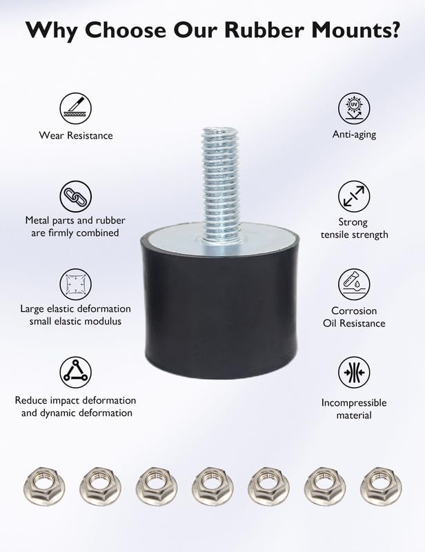 EASYEAH M4 Rubber Vibration Isolator Threaded Stud Shock Absorber - size: VE-M4x14-15x15