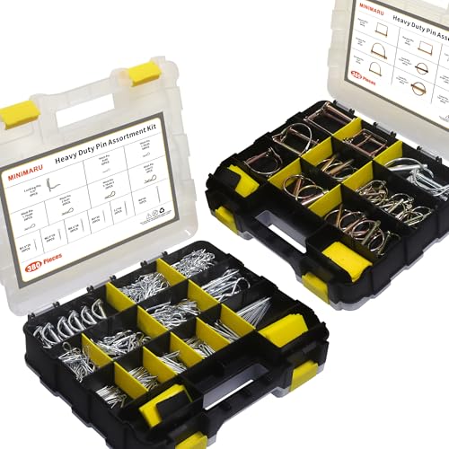 380 Pcs Heavy Duty Pin Kit, Hitch, R, Hair, Lynch, PTO Pins for Trucks, Trailers, Tractors, Mowers, Accessories, Farm, Lawn, Hitches, Garden