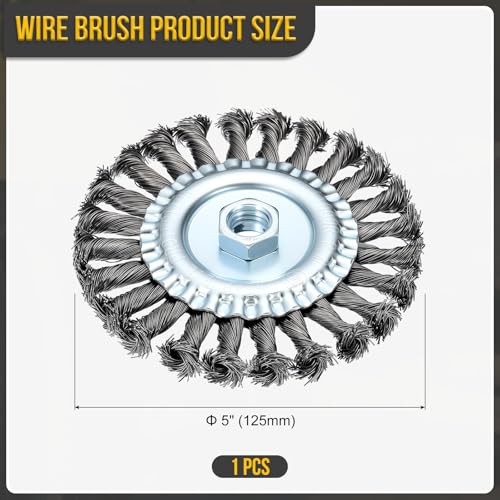 DTGN 5 Inch Wire Wheel Brush for Grinder, 5/8"-11 Arbor - size: 5 inch