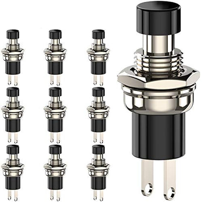 Momentary Push Button Switch, 1A 250VAC SPST Mini Pushbutton Switches Normally Open(NO) Black Cap - 10pcs - color: black, size: NO-10
