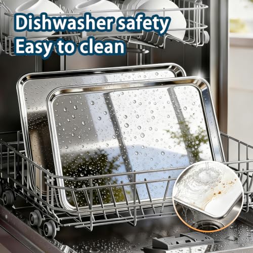 17.5×13 Inch Stainless Steel Baking Sheet, 2 Pack Heavy Duty Oven Pan