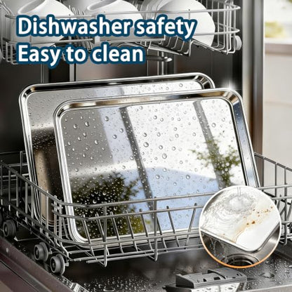 17.5×13 Inch Stainless Steel Baking Sheet, 2 Pack Heavy Duty Oven Pan