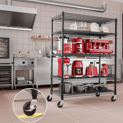 IZEUK Garage Shelving Wide Storage Shelves 5 Tier Metal Shelves 4000 LBS Heavy Duty Adjustable Utility Shelf Rack Black 23.6" D x 53.1" W x 73.6" H - color: Black, size: 5 Tier, 23.6" D x 53.1" W x 73.6" H