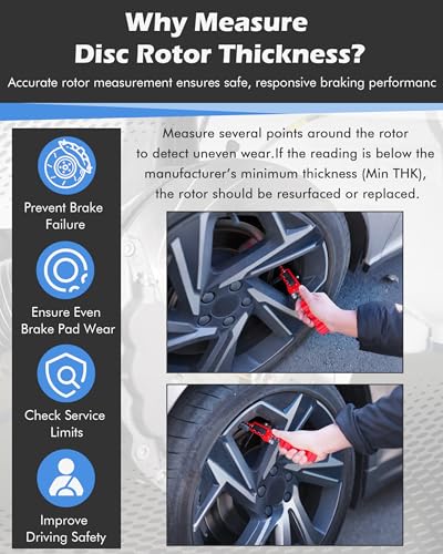 Brake Rotor Measuring Tool, Digital Caliper for Disc Brake Thickness