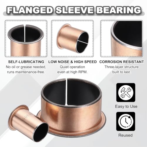 uxcell 40Pcs Flanged Sleeve Bearing, 12mm Bore x 14mm OD x 5mm Length - size: 12×14×5mm