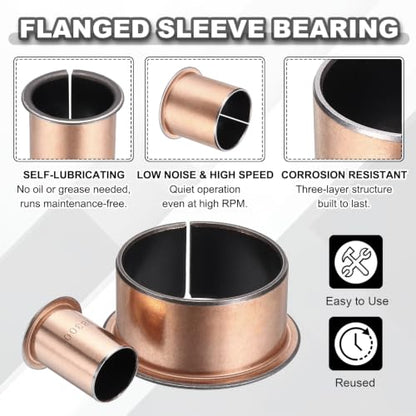 uxcell 40Pcs Flanged Sleeve Bearing, 14mm Bore x 16mm OD x 6mm Length - size: 14×16×6mm