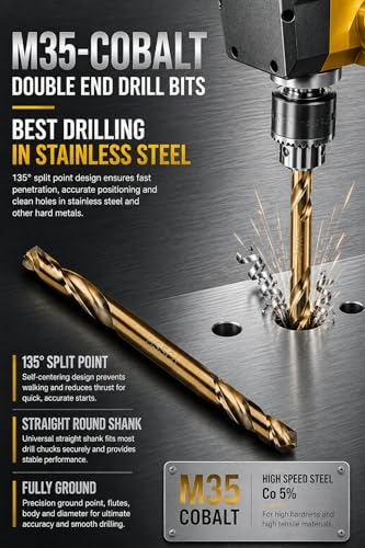 HSS Cobalt Drill Bit Double End 7/32 in. Stubby Body Drill Steel Metal Iron-10Pcs - size: 7/32"(10Pcs)