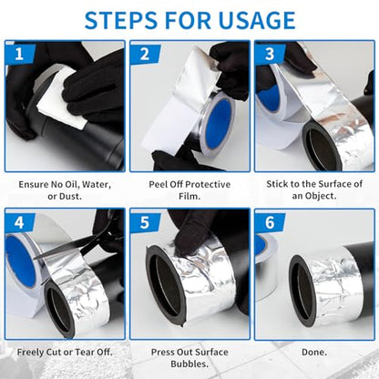 Thicker Silver Aluminum Foil Tape for Ductwork, 2-inch x 65 Feet, 3.9 mils - size: 65 Feet, 65 Feet X 1 Roll