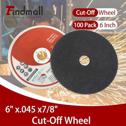 findmall 100 Pack 6" x.045 x7/8" Cut-Off Wheel Aluminum Oxide - size: 100pcs 6"*0.045"*7/8"