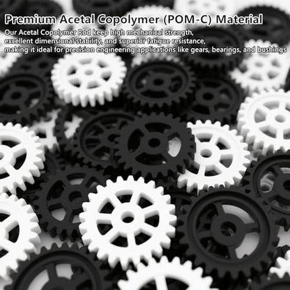 2-Pack Acetal Copolymer Round Rods (POM-C) 2" Diameter – High-Strength Engineering Plastic Rod 10 Inch Length,Perfect for Non-Marring Fixture, Opaque White/Black - color: White, size: 2" Diameter, 9.8" Length