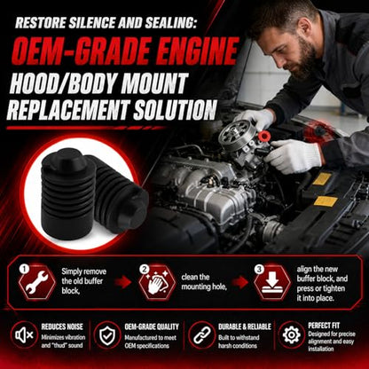 2PCS Hood Bumper Stop Rubber OEM#90541-15019,Car Bumper Damping Rubber Pad for Shock-absorbing and Noise-reducing,Durable Engine Cover Bumpers Damping Cushion Stoppers